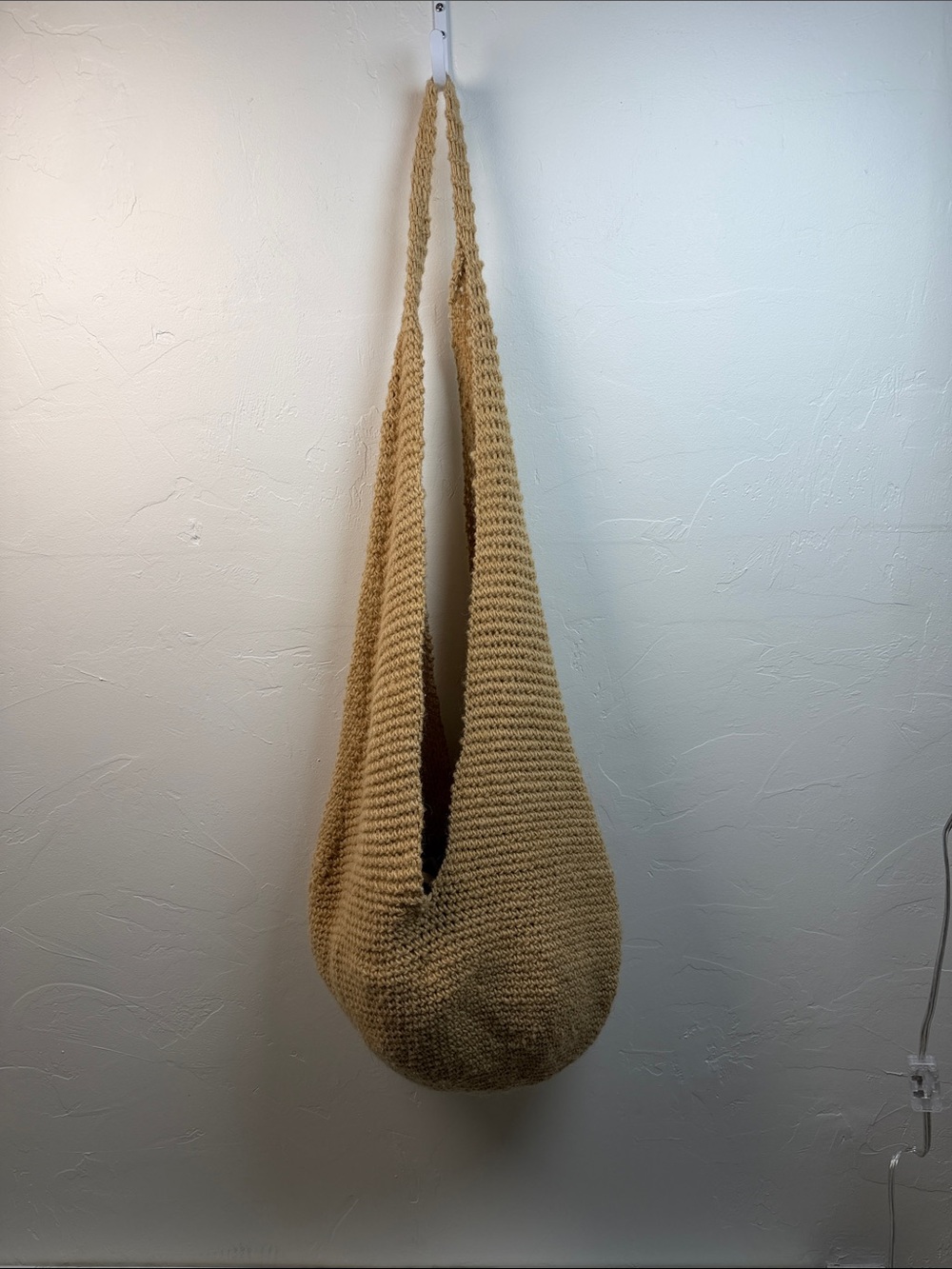 Handmade Crochet Slouch Shoulder Bag in Tan